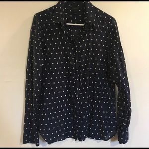 J.Crew Navy and White polka-dot blouse!!